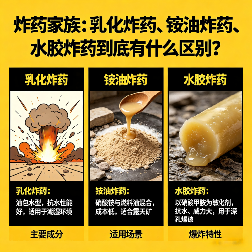 融安炸药家族：乳化炸药、铵油炸药、水胶炸药到底有什么区别？